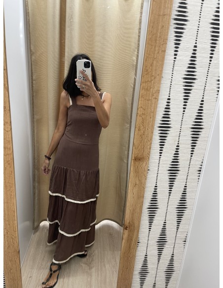 Conjunto liso de top y falda detalle flequitos