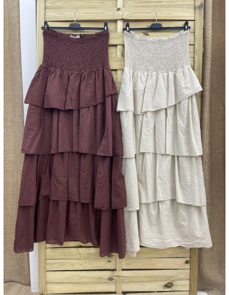 Vestido liso palabra con pecho fruncido y capas