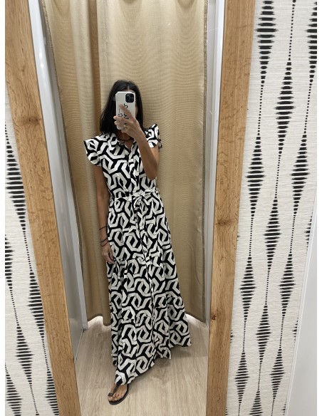 Vestido camisero laberinto con cinturon