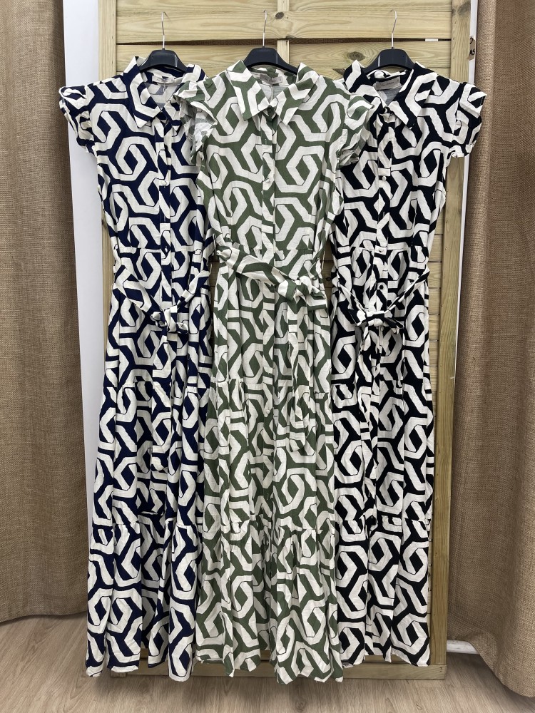 Vestido camisero laberinto con cinturon