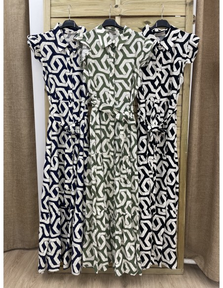 Vestido camisero laberinto con cinturon