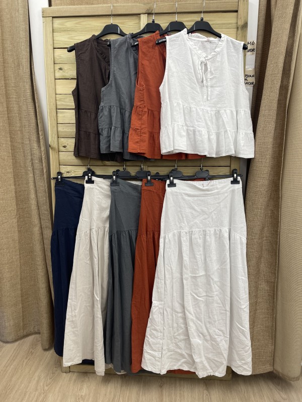 Top de lino de sisa con mini volante y lazada en cuello 2