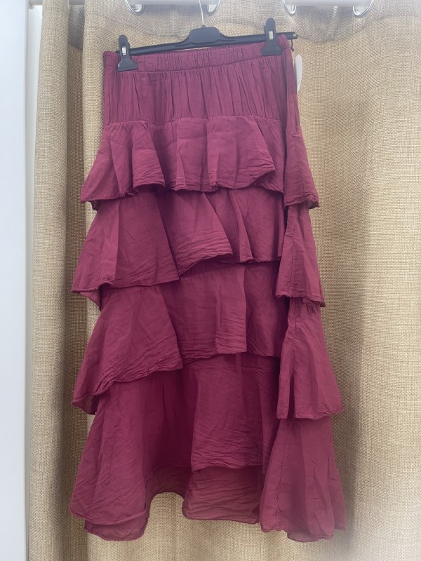 Falda larga de volantes con cinturilla elastica 2