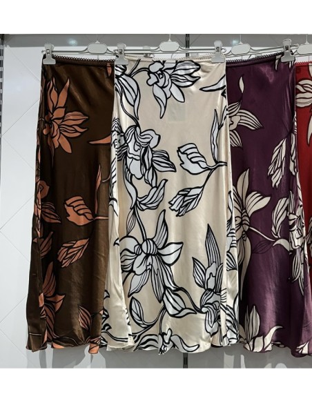 Bomber saten botones estampado flores con bordes de punto