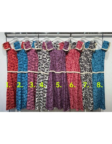 Vestido largo estampado con flequitos en sisa y cadera