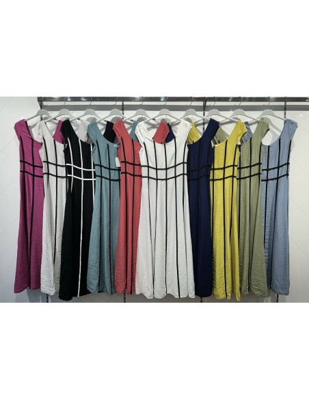 Vestido liso líneas cruzadas