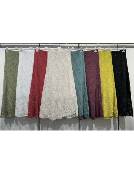 Falda midi encaje con brillo