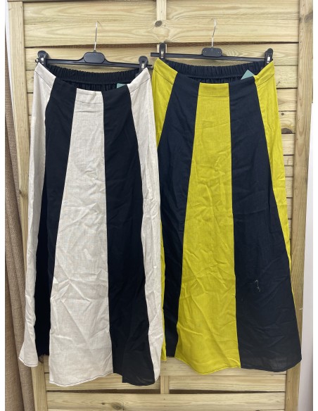 Falda midi parte delantera rayas bicolor