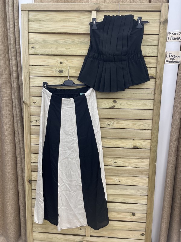 Falda midi parte delantera rayas bicolor 2