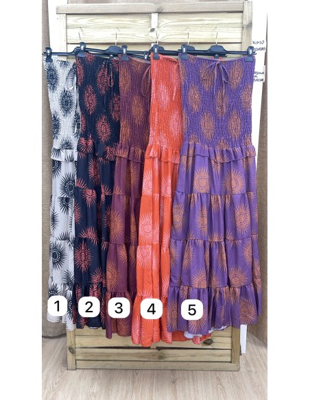 Vestido largo estampado palabra cuerpos frunce y lazada