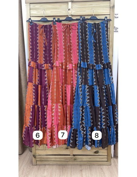 Vestido largo estampado palabra cuerpos frunce y lazada