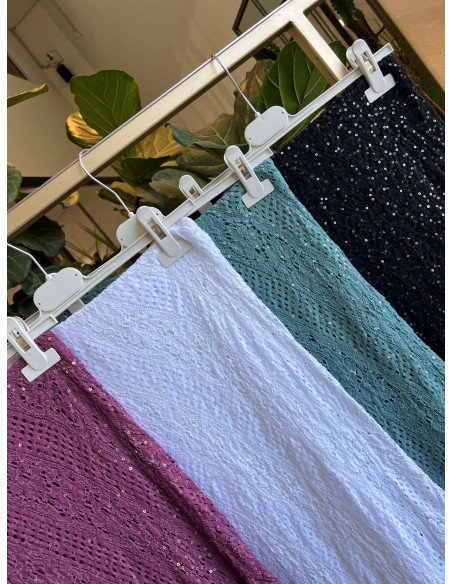 Falda midi encaje con brillo