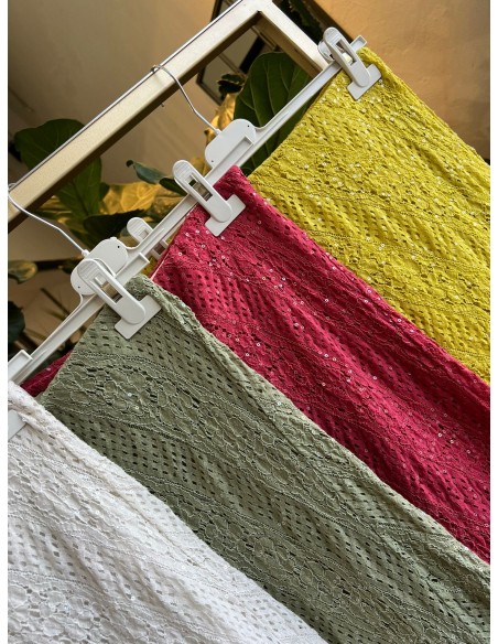 Falda midi encaje con brillo