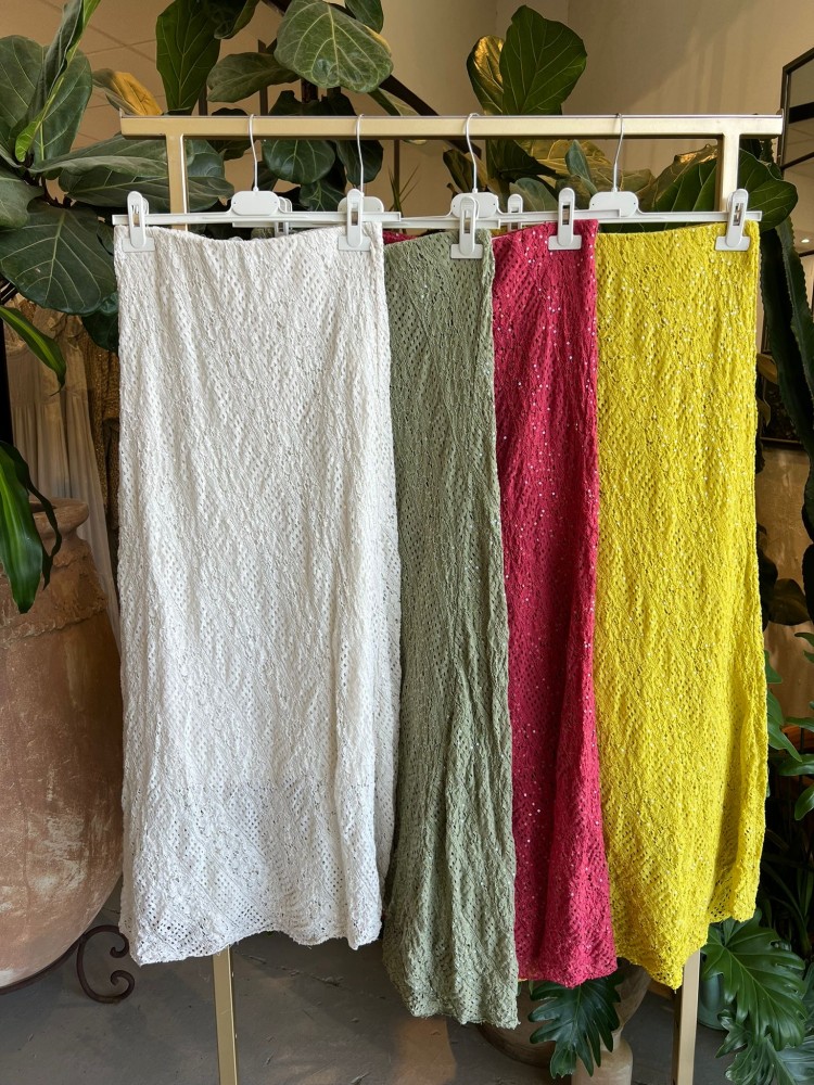 Falda midi encaje con brillo