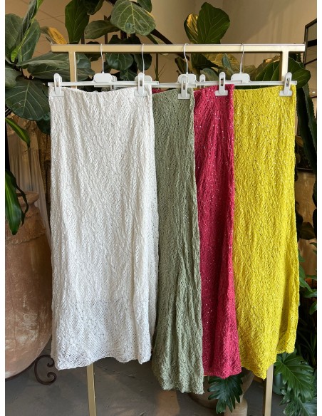 Falda midi encaje con brillo