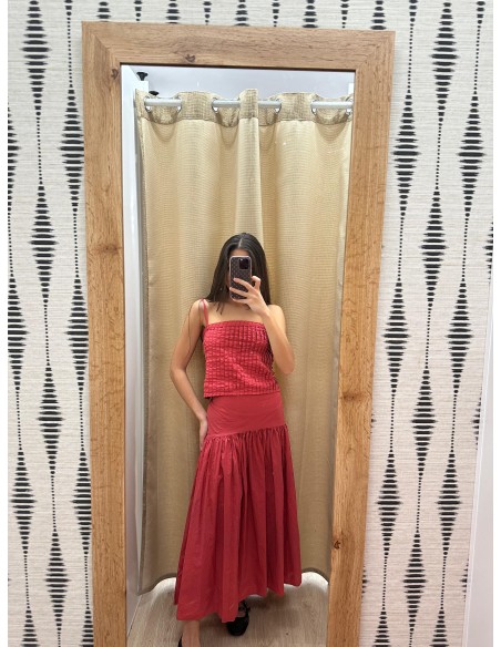 Top pliegues delantero palabra/tiranta