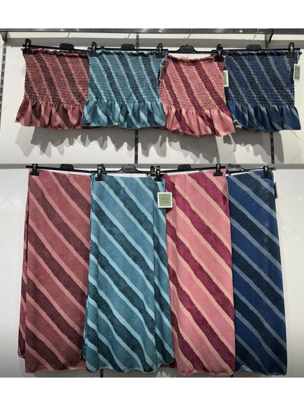 Top palabra fruncido rayas diagonales brillito 2