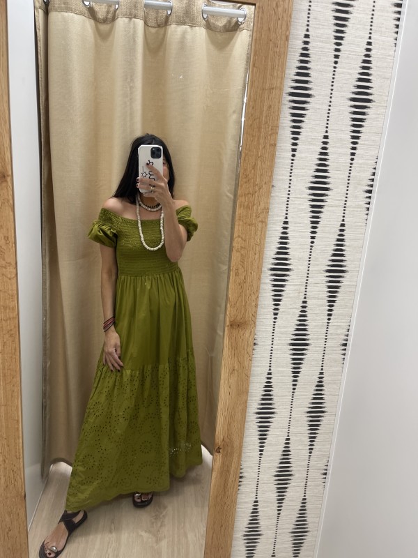 Vestido largo bajo brocado