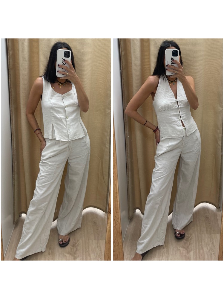 Pantalon lino pliegues Ariel