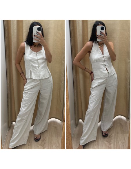 Pantalon lino pliegues Ariel