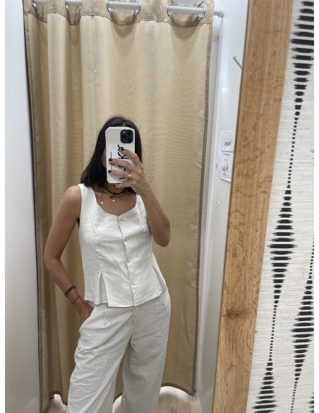 Top lino abotonado Ariel