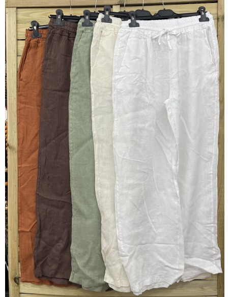 Pantalon lino Aria cinturilla elastica