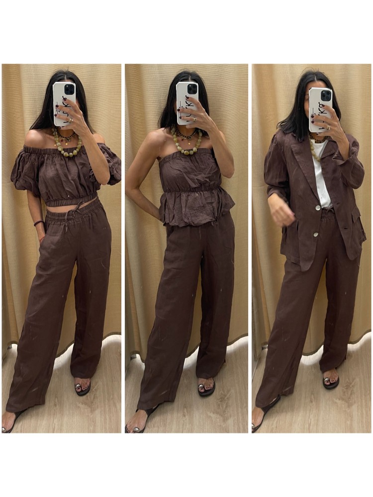 Pantalon lino Aria cinturilla elastica