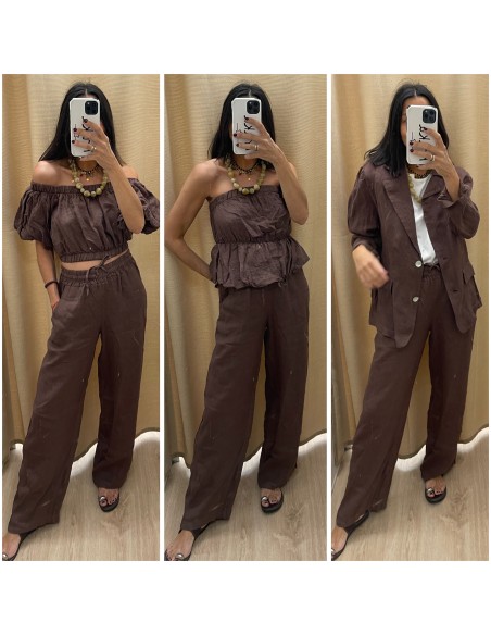 Pantalon lino Aria cinturilla elastica