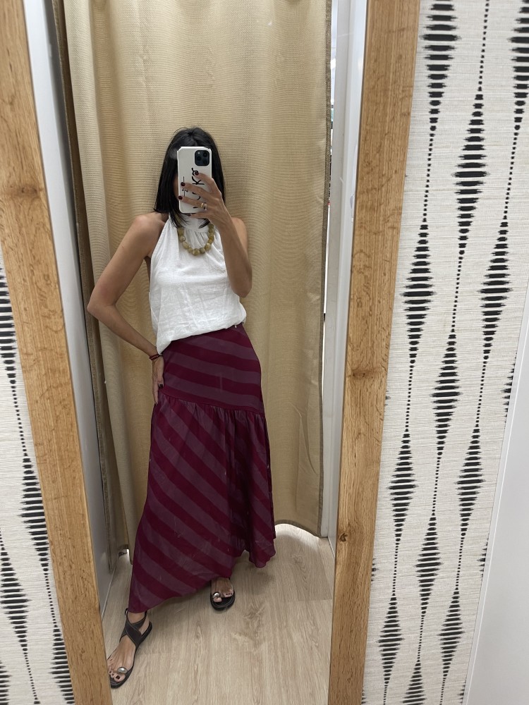 Falda bicolor de rayas diagonales