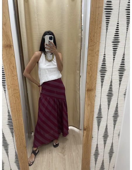 Falda bicolor de rayas diagonales