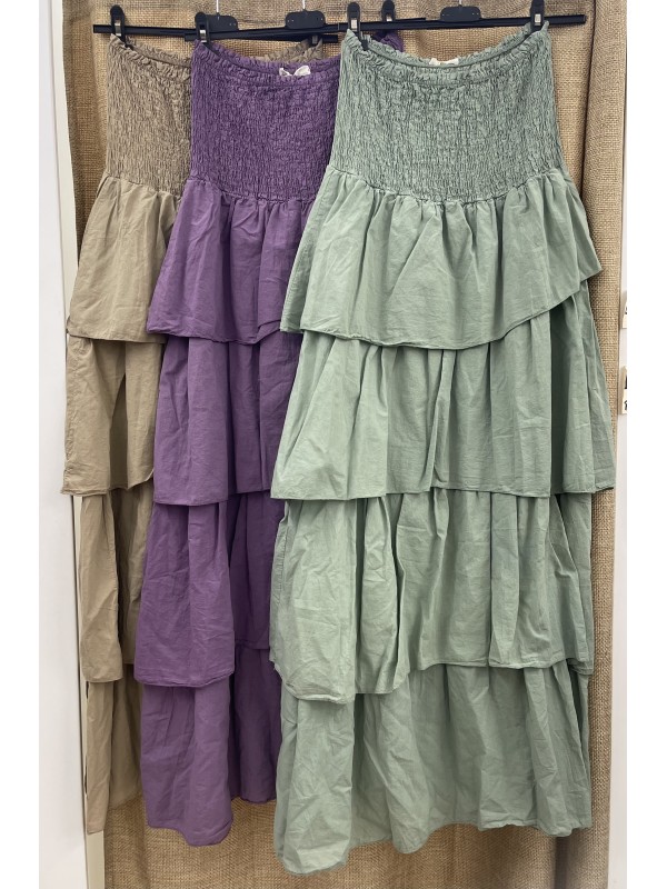 Vestido liso palabra con pecho fruncido y capas 2