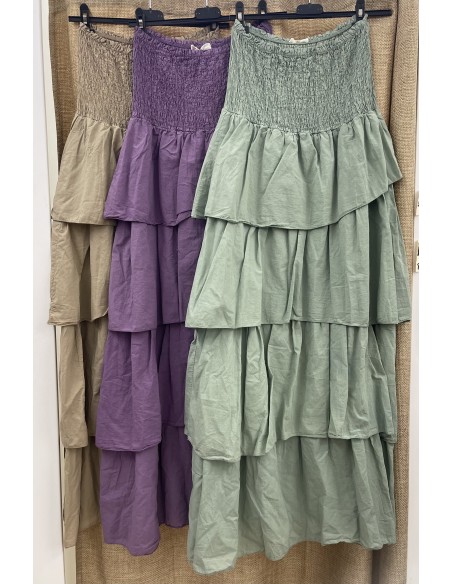 Vestido liso palabra con pecho fruncido y capas