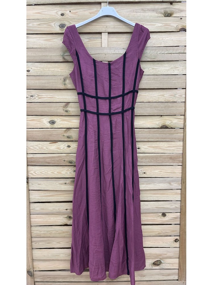 Vestido liso líneas cruzadas