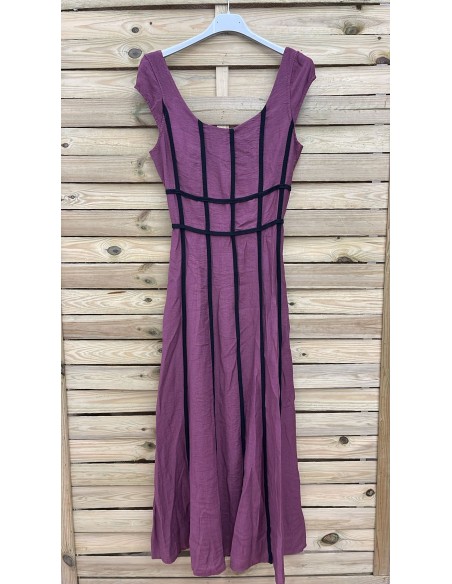 Vestido liso líneas cruzadas