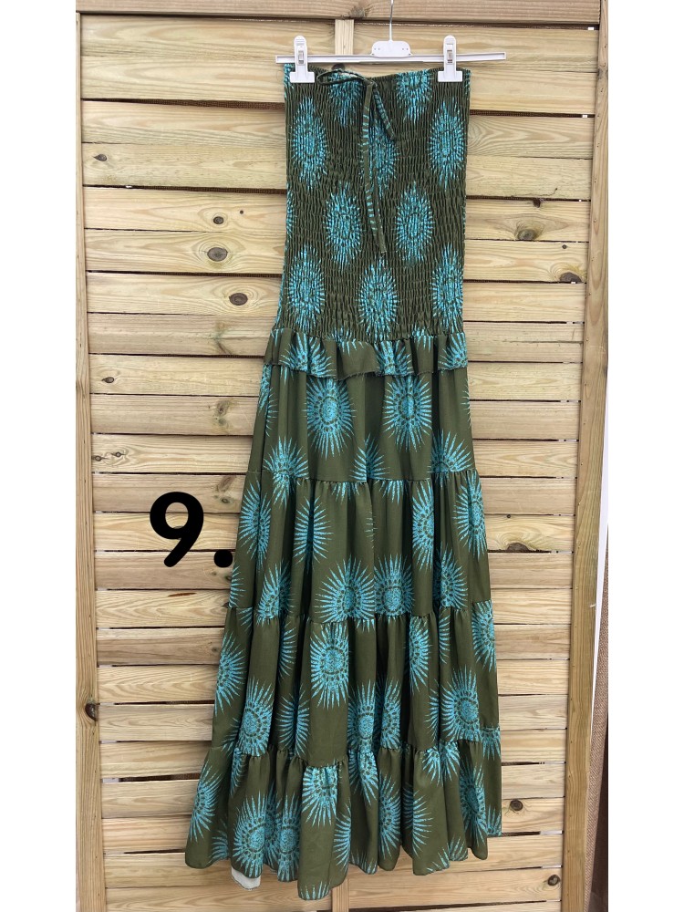 Vestido largo estampado palabra cuerpos frunce y lazada