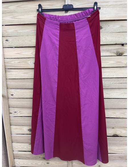 Falda midi parte delantera rayas bicolor