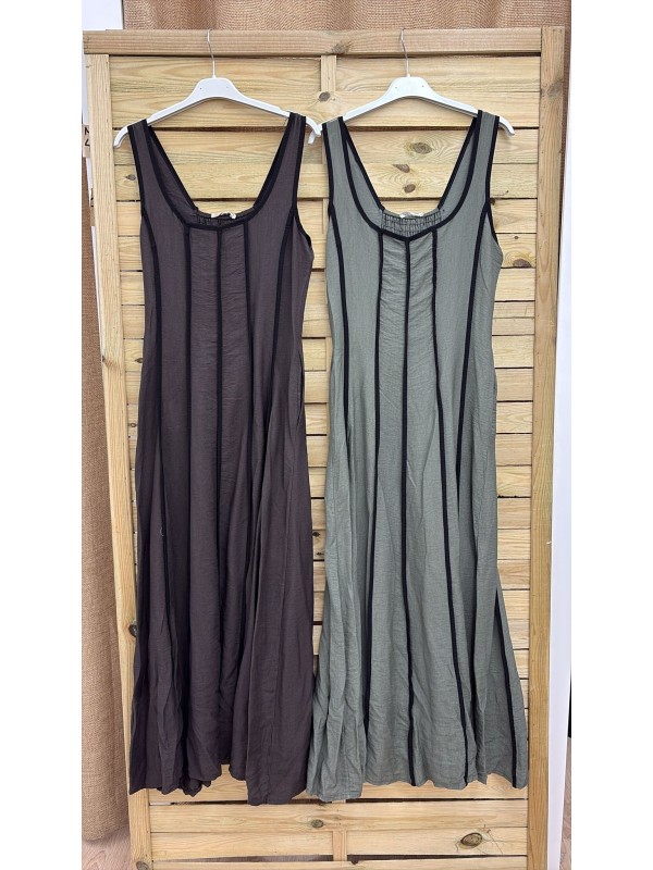 Vestido largo líneas verticales con bolsillos 2