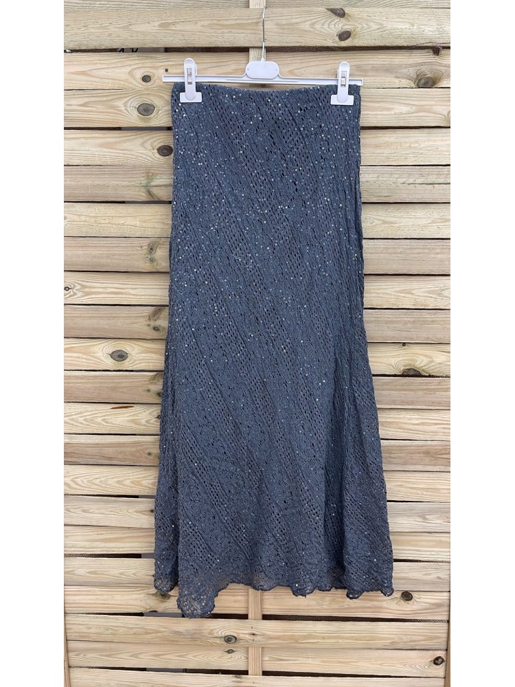 Falda midi encaje con brillo