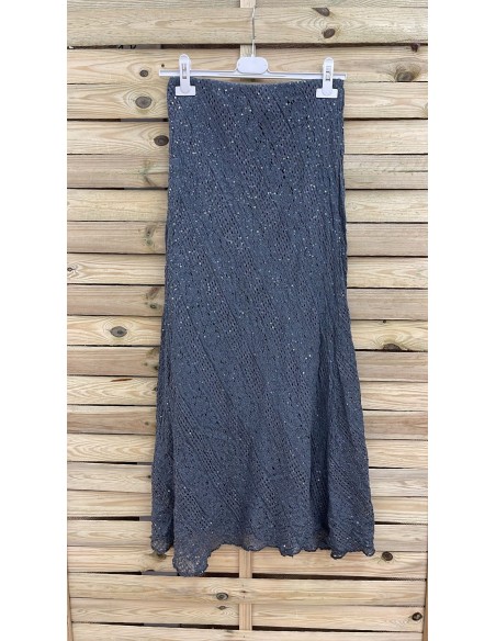 Falda midi encaje con brillo