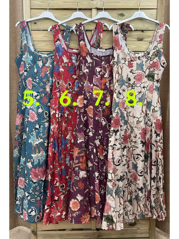 Vestido evasé de sisa estampado flores con cortes verticales 2