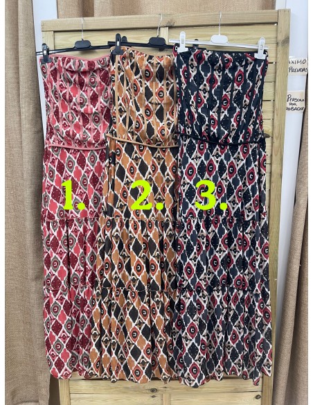 Vestido estampado de gasa con vivos lisos verticales en pecho