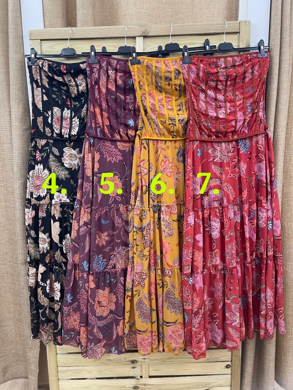 Vestido estampado de gasa con vivos lisos verticales en pecho 2