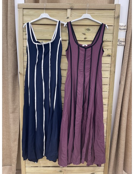 Vestido largo líneas verticales con bolsillos