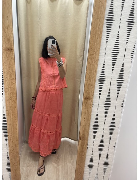 Conjunto de lino con encaje trenzado