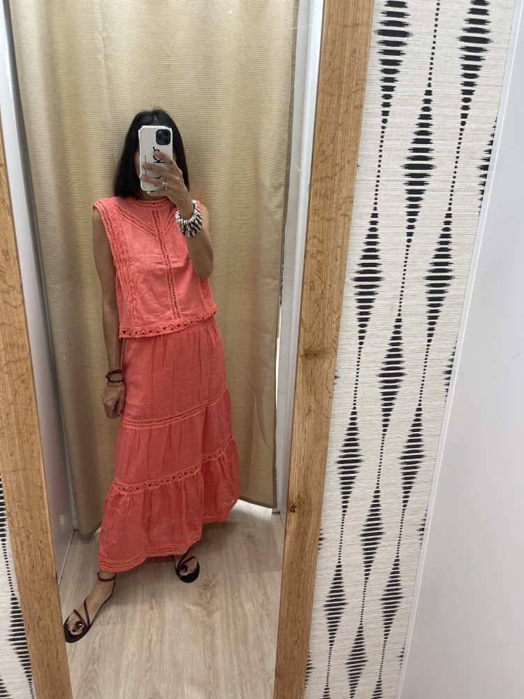 Conjunto de lino con encaje trenzado