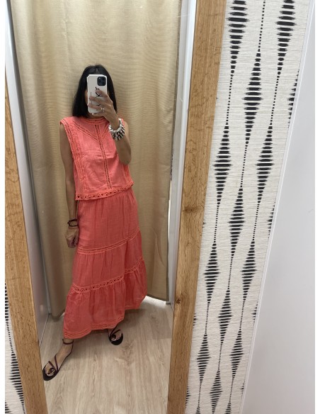 Conjunto de lino con encaje trenzado