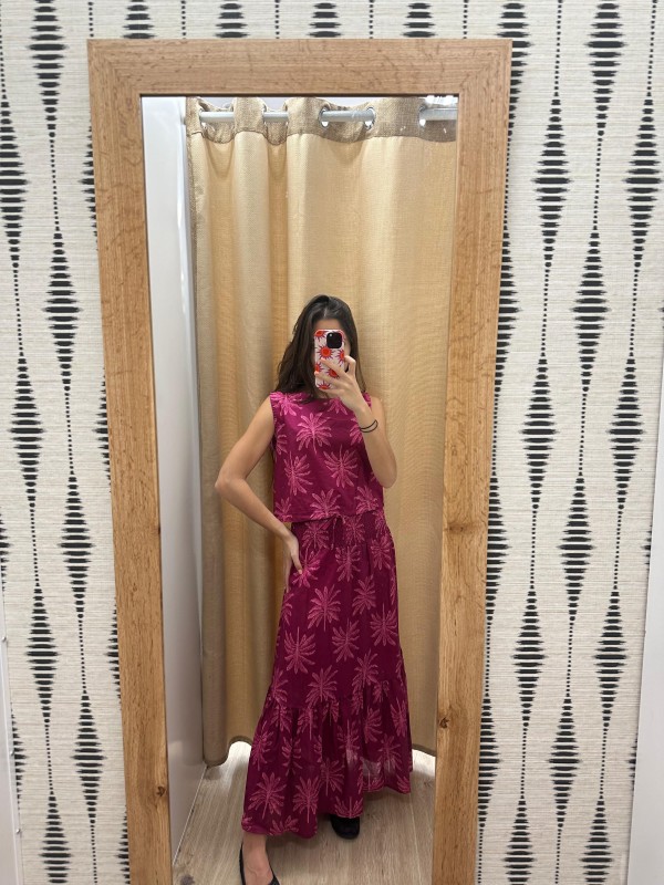 Conjunto palmera de top cordón y falda cintura fruncida 2