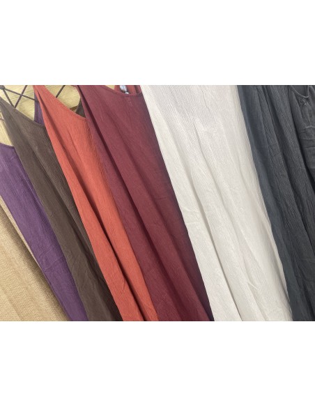 Vestido de bambula con brillito y abalorios en espalda