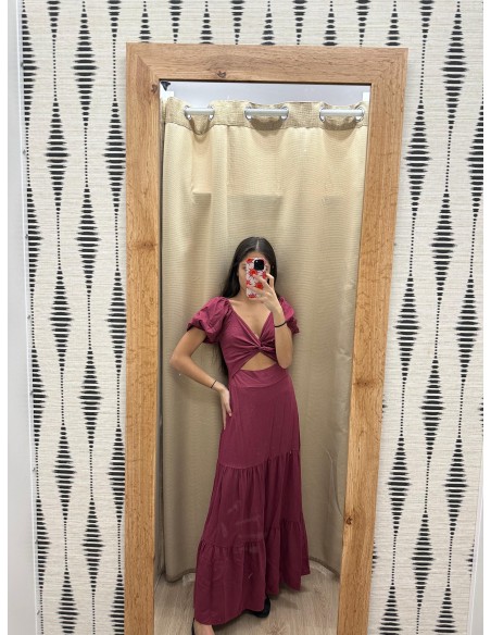 Vestido largo con nudo delantero y abertura