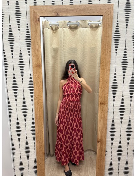 Conjunto rombos de top cruzado y falda cintura fruncida